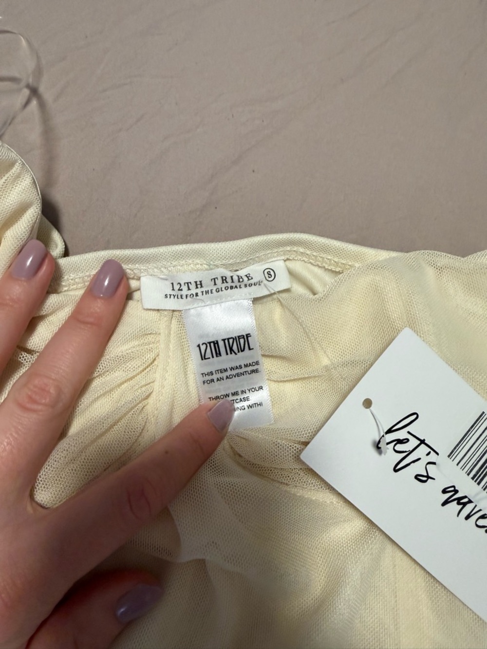 12th Tribe Cream Sheer Mesh Top - Picture 2 of 2